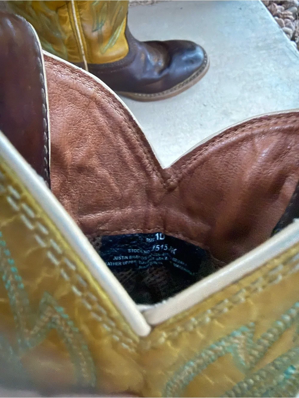 Justin Boots Two-Tone Brown and Yellow Kids Western Cowboy Boots
